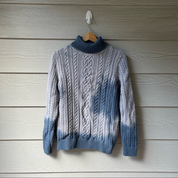 Reworked Handmade Tie Dye Indigo Croft&Barrow Chunky Turtleneck Sweater. -CA4 - Picture 4 of 12